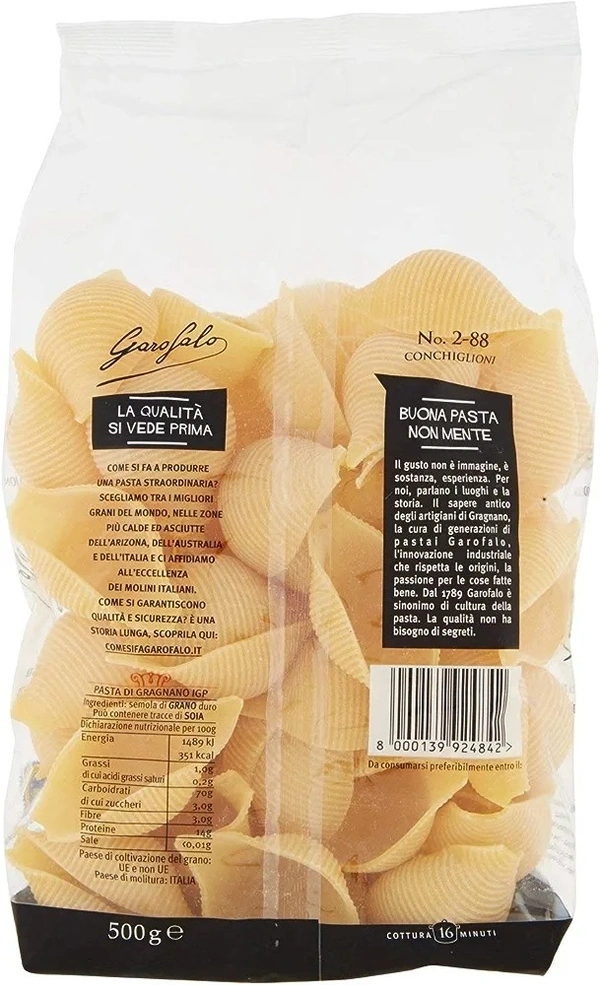 GAROFALO CONCHIGLIONI PASTA ITALIAN 500G