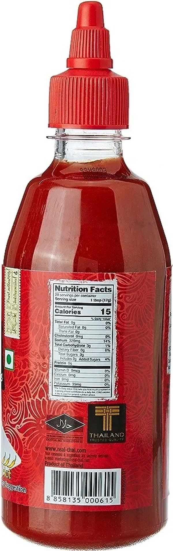 Real Thai Sriracha Extra Hot Chilli Sauce 430ml