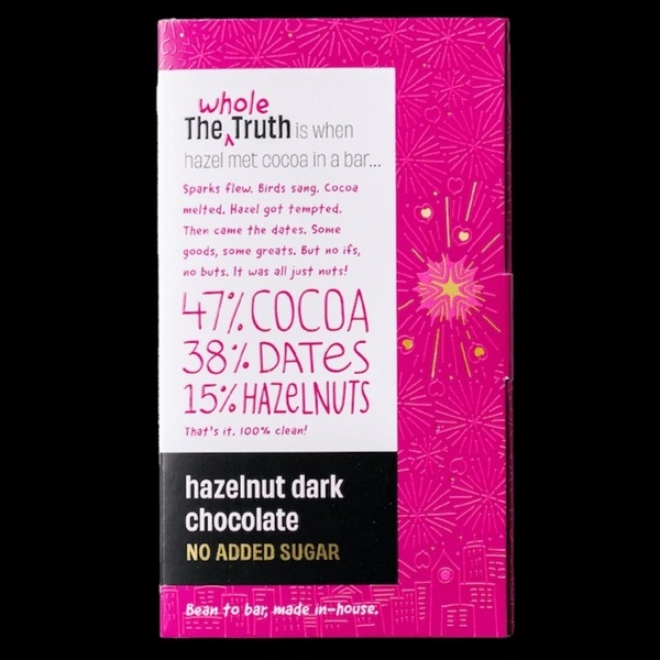 THE WHOLE TRUTH NO ADDED SUGAR HAZELNUT DARK CHOCOLATE 80G