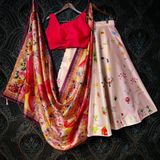 Kahiraas Semistitched Satin Silk Lehenga With Unstitched Blouse - Collection 1 - Color