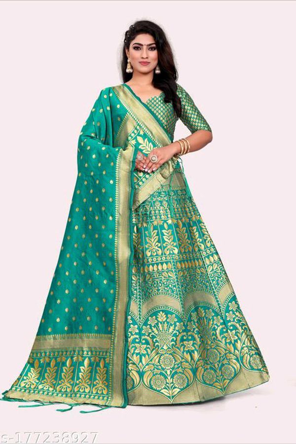 M K Fashion Banarasi Lehenga Choli Dupatta Set - Collection 1 - Color