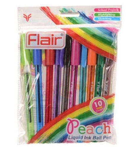 Flair Peach Liquid Ink Ball Pen Multi Colour 10 Shades