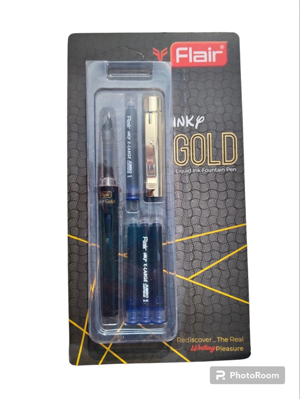 Flair Inky Gold Fountain Pen With 5 Refills  - Blue