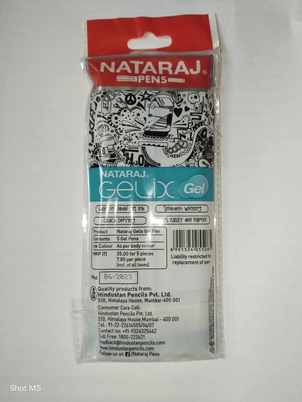 Natraj Gelix Gel Pen - 5 Piece  - Blue