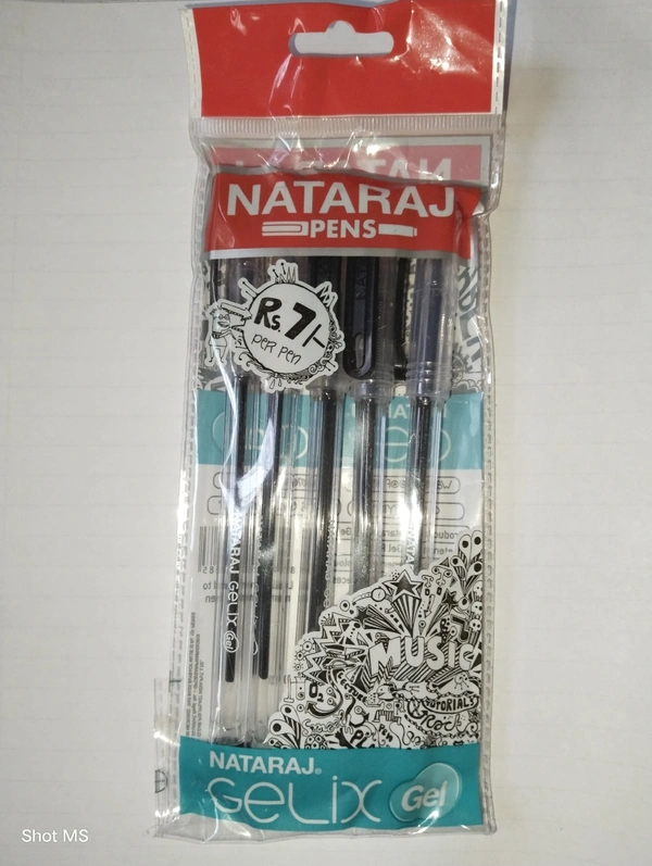 Natraj Gelix Gel Pen - 5 Piece  - Black