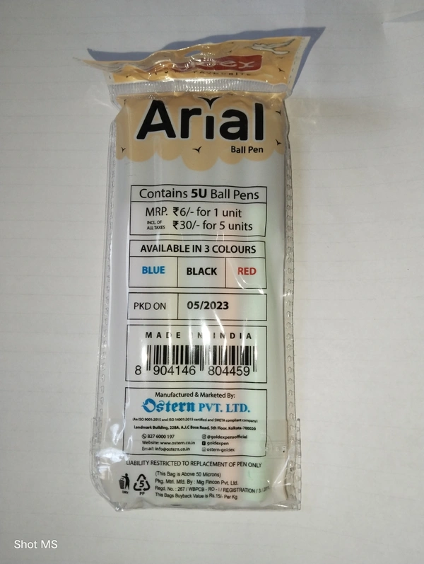 Goldex Arial Ball Pen - 5 Piece  - Blue