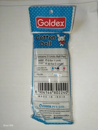 Goldex Cotton Doll Ball Pen - 5 Piece  - Black
