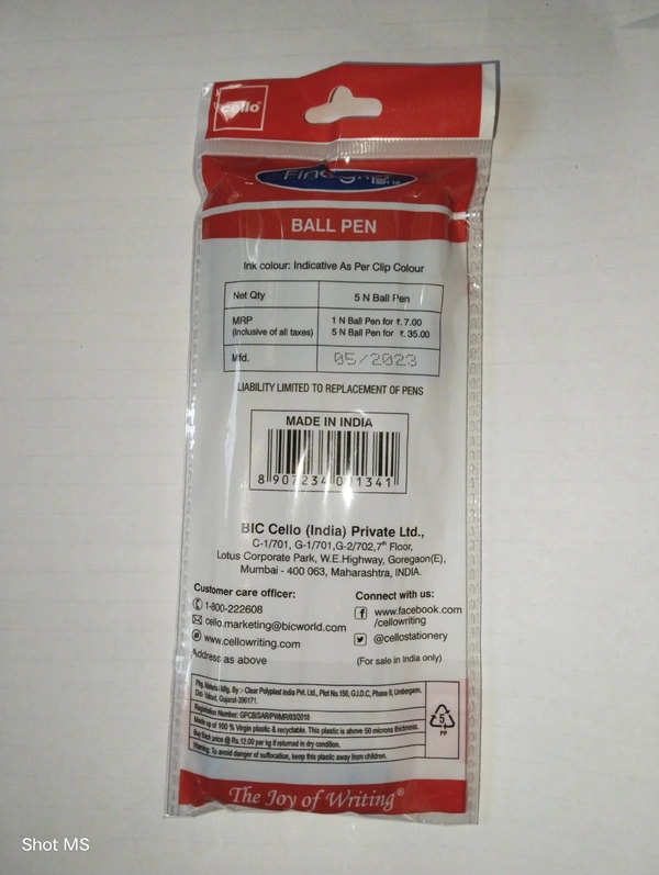 Cello Finegrip Ball Pen  - Blue