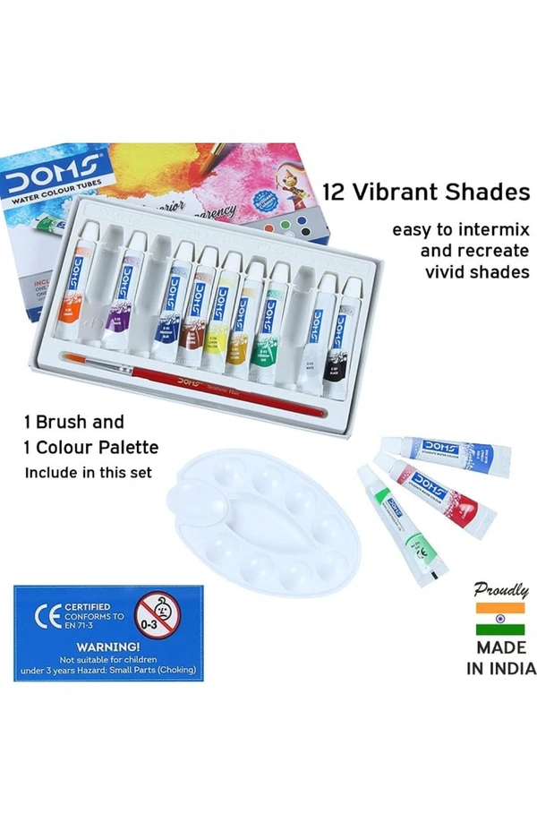 Doms Non-Toxic Water Colour Tube Set In Cardboard Box 