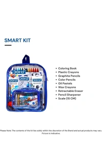 Doms Smart Kit | Comes With Transparent Zipper Bag | Perfect Value Pack | Kit For School Essentials | Gifting Range For Kids | Combination of 12 Stationery Items