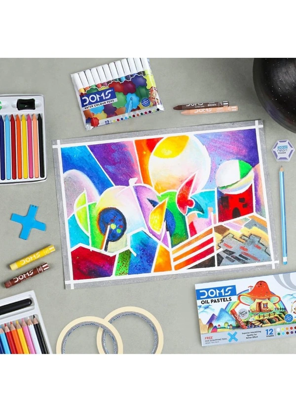 Doms Art Strokes Kit | Perfect Value Pack | Kit For Creative Minds | Gifting Range For Kids | Combination of 10 Stationery Items