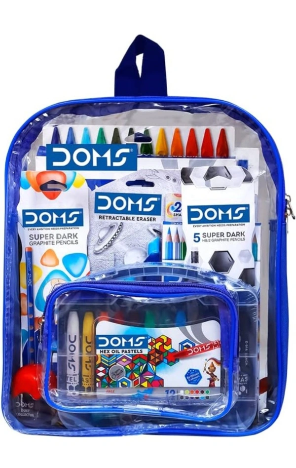 Doms Smart Kit | Comes With Transparent Zipper Bag | Perfect Value Pack | Kit For School Essentials | Gifting Range For Kids | Combination of 12 Stationery Items