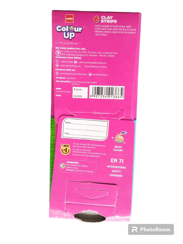 Cello Colourup  6 Clay Strips  - 50 Gram