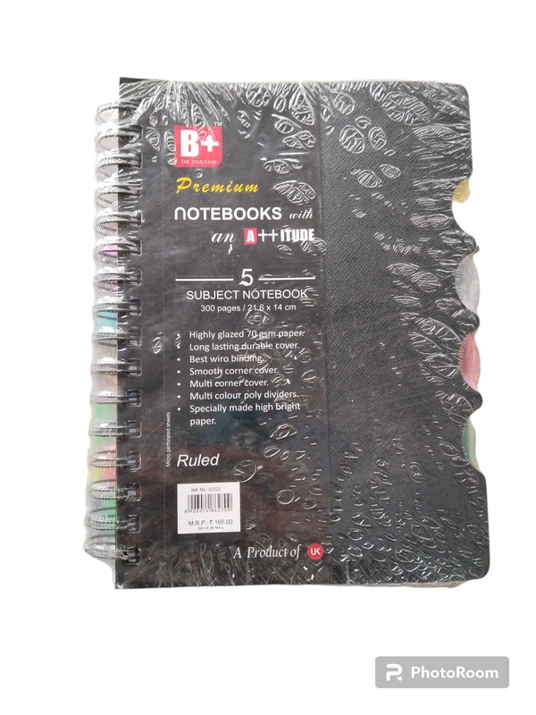 B+ Premium Spiral Diary With 5 Subject  - 300, 21.6*14 Cm