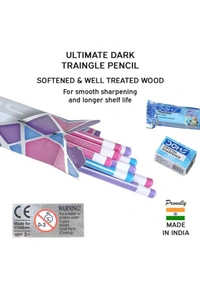 Doms Zoom Ultimate Dark Pencil Box Pack | Triangular Shape For Easy Holding & Comfort | Free Eraser & Sharpner With Each Box | Dark & Neat Handwriting | Pack of 10 Pencils