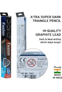 Doms Fusion Xtra Super Dark Pencil Box Pack | Dark & Neat Writing Which Stays Longer | Smooth Sharpning & With Soft & Comfortable Grip | Free Scale & Erasner Inside