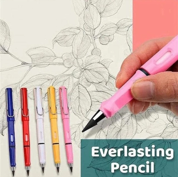 SWADEC Pen Shape Pencil Everlasting Inkless Reusable Erasable Infinite Replaceable Graphite Nib Birthday Party Return Gift for Kids Multicolor Pack of 1