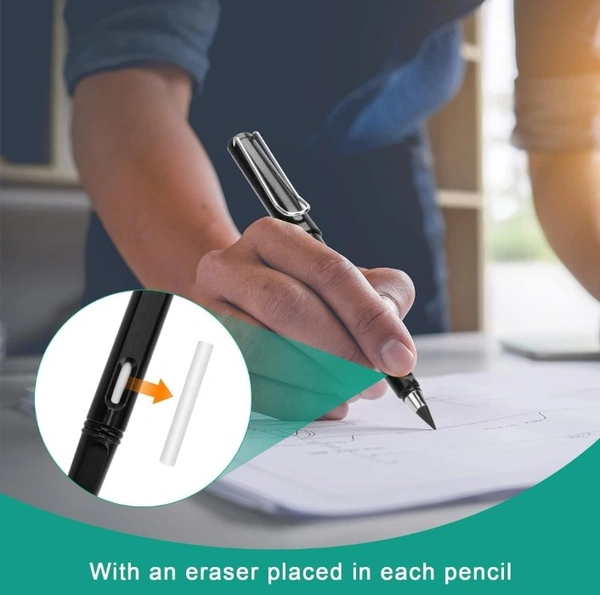 SWADEC Pen Shape Pencil Everlasting Inkless Reusable Erasable Infinite Replaceable Graphite Nib Birthday Party Return Gift for Kids Multicolor Pack of 1
