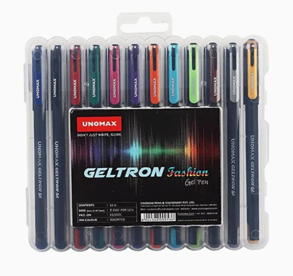 Unomax Geltron Fashion Gel Pen Pack Of 12 Multicolor