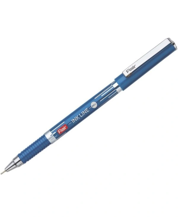 Flair  FLAIR Inkline Ball Pen Box Pack | Lightweight & Attractive Body Colors | Smooth and Bold Writing Experience | Durable, Refillable Pen | Blue Ink 1 Piece  - Blue