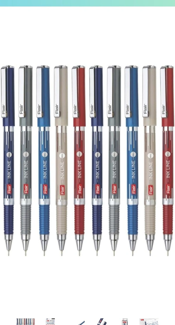 Flair  FLAIR Inkline Ball Pen Box Pack | Lightweight & Attractive Body Colors | Smooth and Bold Writing Experience | Durable, Refillable Pen | Blue Ink 1 Piece  - Blue
