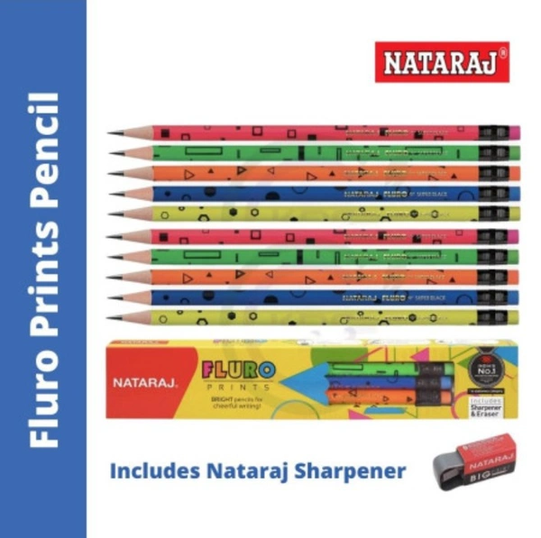 Nataraj Fluro Prints Pencil - Pack Of 10 