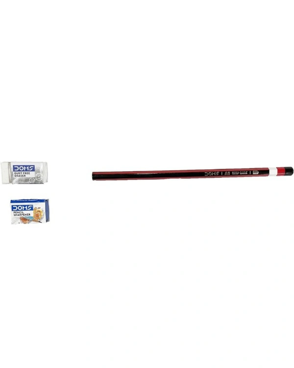 Doms A1 Deep Dark HB Graphite Pencil | Include Eraser & Sharpner 