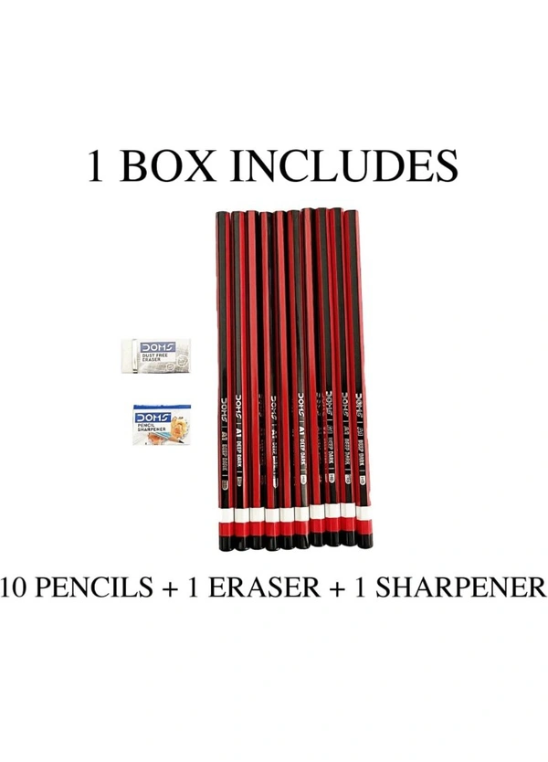 Doms A1 Deep Dark HB Graphite Pencil | Include Eraser & Sharpner 