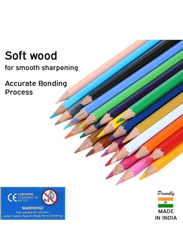 Doms  DOMS 24 Shades Color Pencils|Hexagonal Shaped Body For Comfortable Grip|Bright&Playful Colors|Free Sharpner With Each Pack|Non-Toxic&Safe For Childrens|Pack Of 1|Multicolor