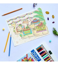 Doms  DOMS 24 Shades Color Pencils|Hexagonal Shaped Body For Comfortable Grip|Bright&Playful Colors|Free Sharpner With Each Pack|Non-Toxic&Safe For Childrens|Pack Of 1|Multicolor