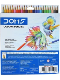 Doms  DOMS 24 Shades Color Pencils|Hexagonal Shaped Body For Comfortable Grip|Bright&Playful Colors|Free Sharpner With Each Pack|Non-Toxic&Safe For Childrens|Pack Of 1|Multicolor