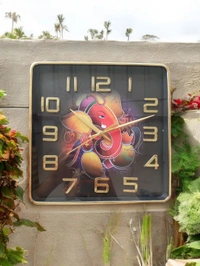 Ganesh Ji Wall Clock  - 24*24 Cm
