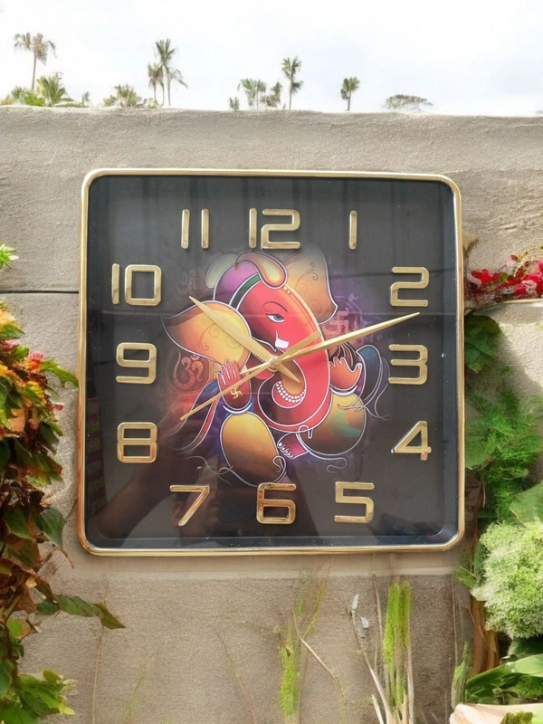 Ganesh Ji Wall Clock  - 24*24 Cm