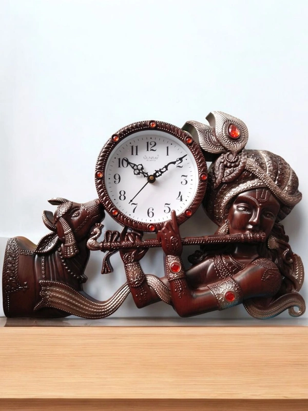 SUNRAY QUARTZ KRISHNA WITH WALL CLOCK - 40*27 Cm