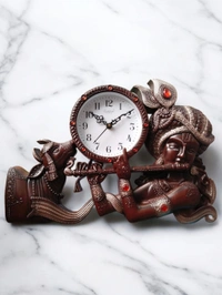 SUNRAY QUARTZ KRISHNA WITH WALL CLOCK - 40*27 Cm