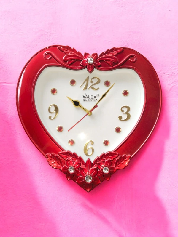 Heart Valex Wall Clock 2639 Red  - 30*28 Cm