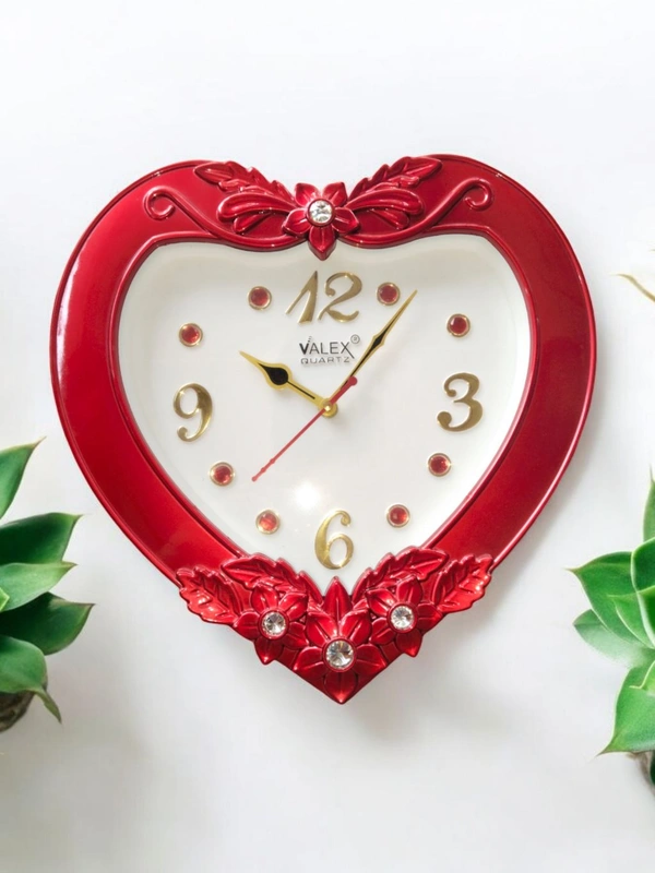 Heart Valex Wall Clock 2639 Red  - 30*28 Cm
