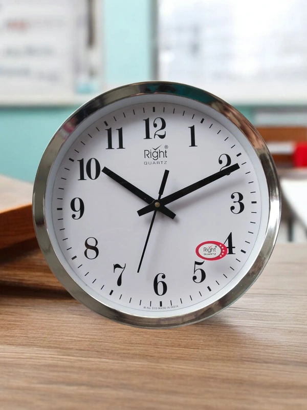 Right Quartz Wall Clock 010- White  - 24*24 Cm