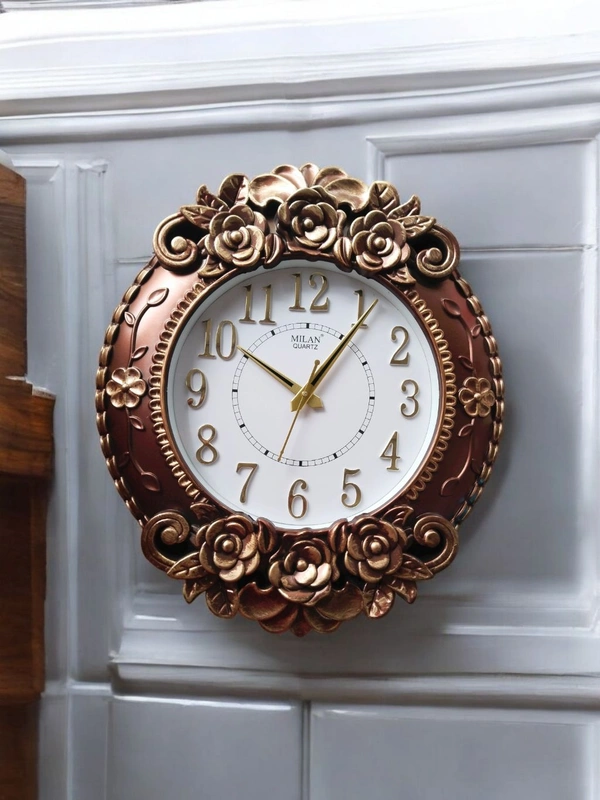 MILAN Quartz Brown Wall Clock  - 40*46 Cm