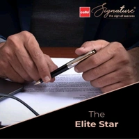 Cello Signature Moonlit Ball Pen | Blue Ink | 1 Ball Pen | White Gold, Black & Gold Finish | Premium Metal Pen for Gift | Stylish Corporate & New Year Gifts for Men & Women - Blue