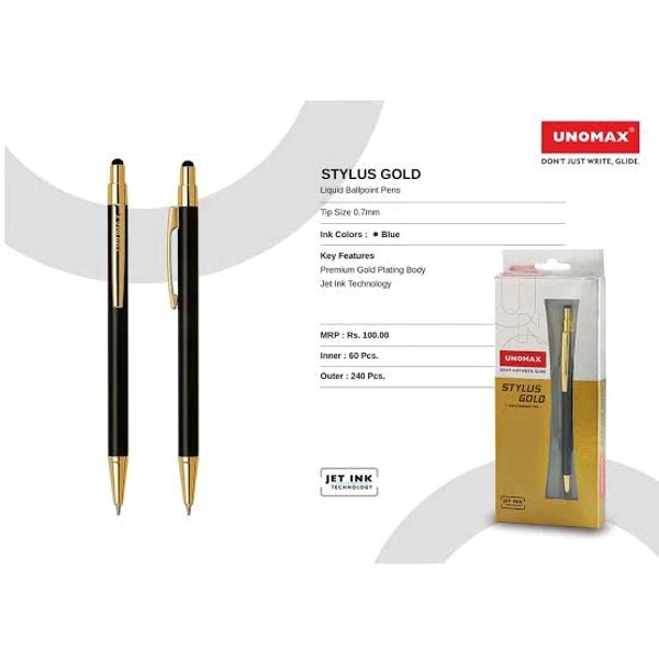 Unomax Stylus Gold Ball Pen Pack Of 1 Blue - Blue
