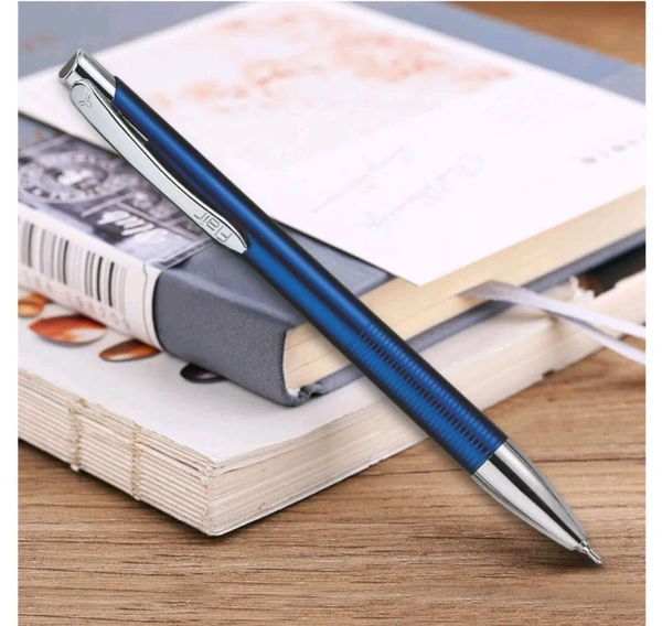 Flair FLAIR Eros Ball Pen Box Pack | Retractable Mechanism with Stylish Long Clip | Attractive Metal Body, Trims at Grip for Better Hold | Blue Ink - Blue