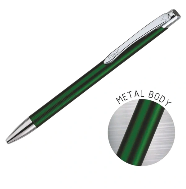 Flair FLAIR Eros Ball Pen Box Pack | Retractable Mechanism with Stylish Long Clip | Attractive Metal Body, Trims at Grip for Better Hold | Blue Ink - Blue
