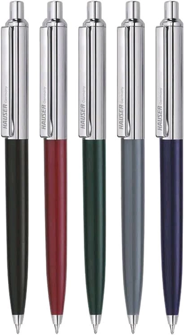 Hauser Berlin Half Metal Ball Pen Box Pack | Retractable Mechanism With Smudge Free Writing | Attractive Designer Pen | Smooth, Sturdy, Refillable Pen | Ideal For Gifting | Blue Ink - Blue