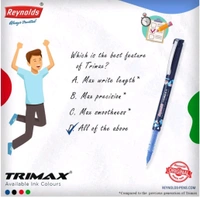 Reynolds TRIMAX 1 CT POUCH - BLUEI Lightweight Roller Pen With Comfortable Grip for Extra Smooth Writing I School and Office Stationery | 0.5mm Tip Size - Blue