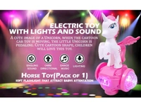 FAMOUS QUALITY Colorful 5D Unicorn Stunt Tricycle Toy Lights And Sound Electric Car Model Toy Vehicles Toys For Toddlers Baby Kids Children Birthday, Multi color