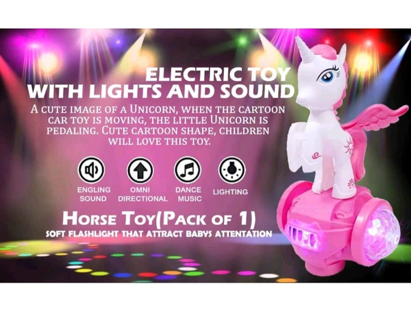 FAMOUS QUALITY Colorful 5D Unicorn Stunt Tricycle Toy Lights And Sound Electric Car Model Toy Vehicles Toys For Toddlers Baby Kids Children Birthday, Multi color