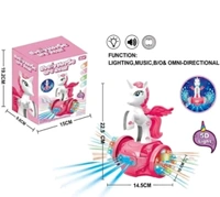 FAMOUS QUALITY Colorful 5D Unicorn Stunt Tricycle Toy Lights And Sound Electric Car Model Toy Vehicles Toys For Toddlers Baby Kids Children Birthday, Multi color