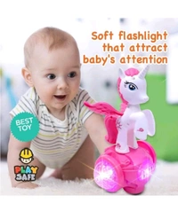 FAMOUS QUALITY Colorful 5D Unicorn Stunt Tricycle Toy Lights And Sound Electric Car Model Toy Vehicles Toys For Toddlers Baby Kids Children Birthday, Multi color
