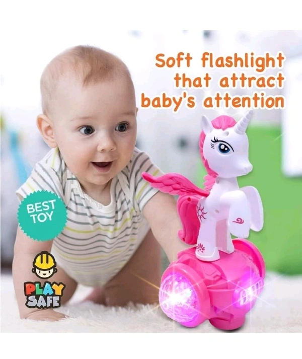 FAMOUS QUALITY Colorful 5D Unicorn Stunt Tricycle Toy Lights And Sound Electric Car Model Toy Vehicles Toys For Toddlers Baby Kids Children Birthday, Multi color